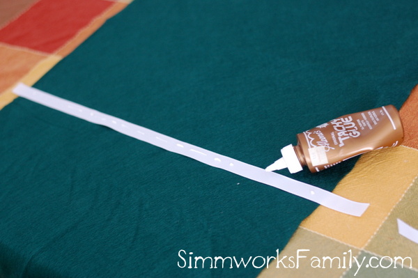 Football Table Runner gluing ribbon lines 