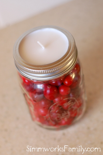 Homemade Cranberry Tealight Candles finished