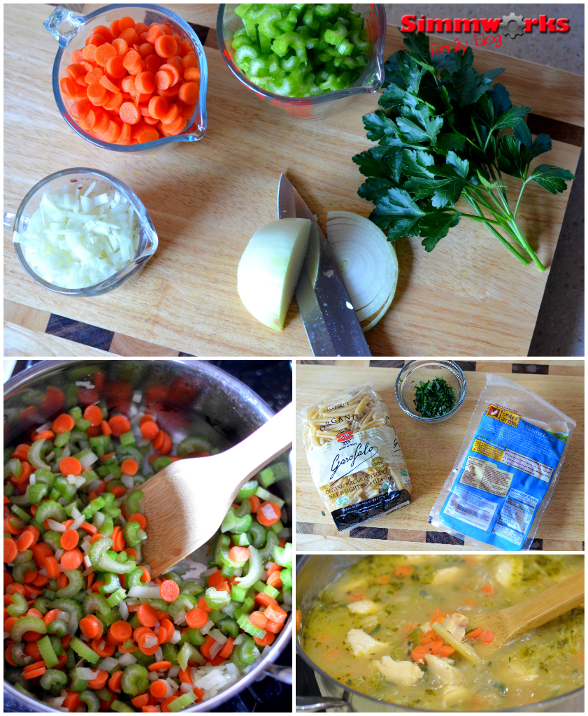Chicken Noodle Soup ingredients and prep