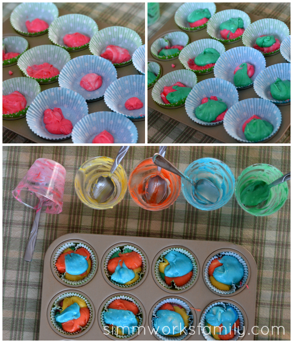 Rainbow Cupcakes filling the liners