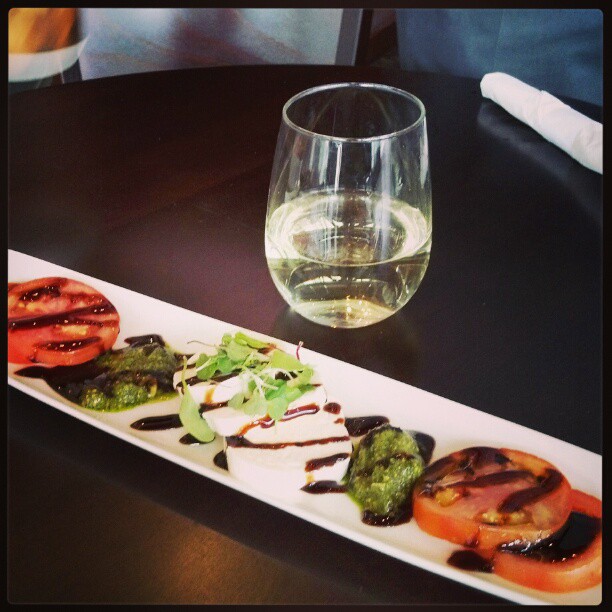 ArcLight Cinemas cafe caprese salad and wine