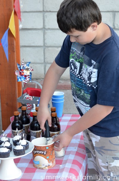 Root Beer Float Party making a float