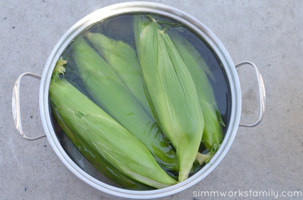 corn on the cob with herb butter - soak corn