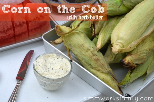 BBQ corn on the cob with herb butter