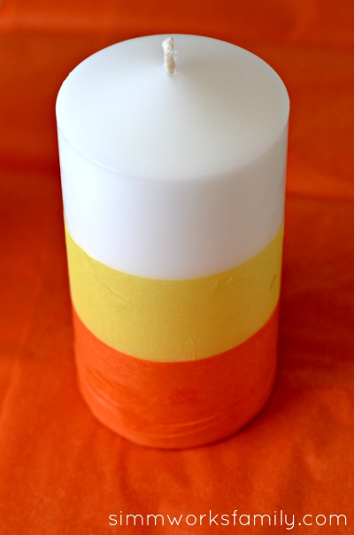 DIY Candy Corn Candles for Halloween