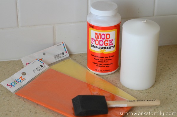 DIY Candy Corn Candles supplies