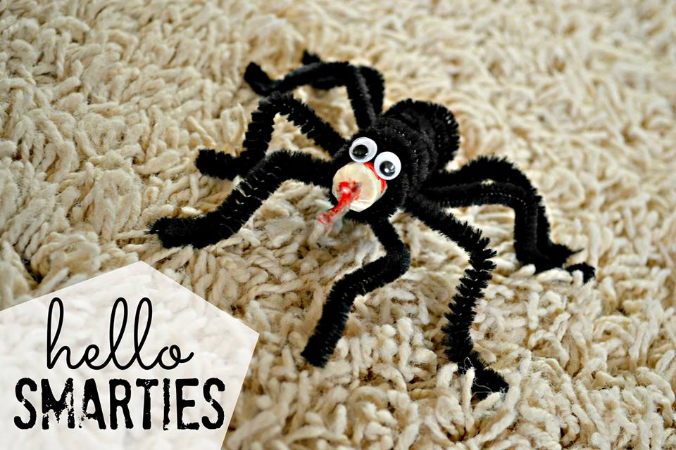 smarties DIY spider halloween treat mommy testers