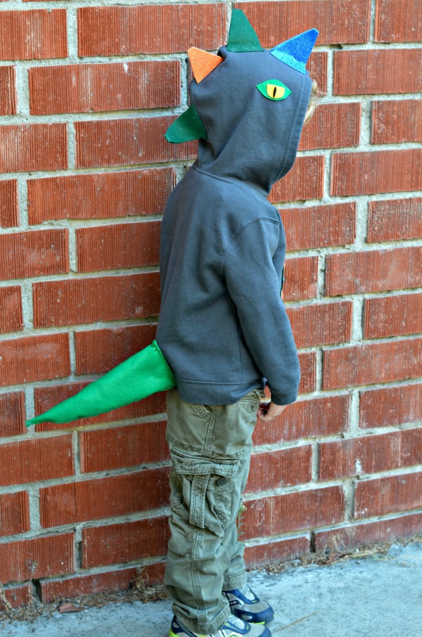 Dinosaur hoodie with spikes and clearance tail