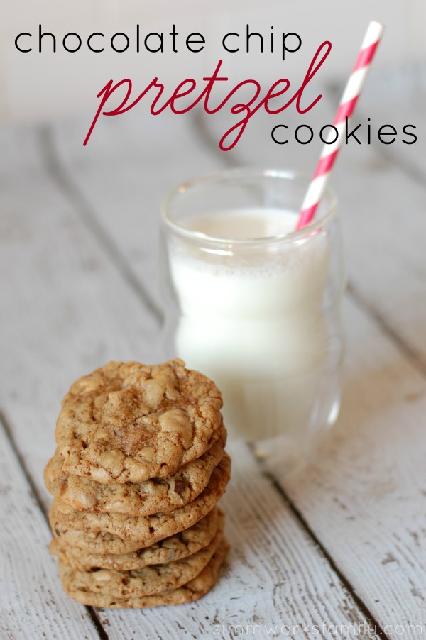 chocolate chip pretzel cookies with milk