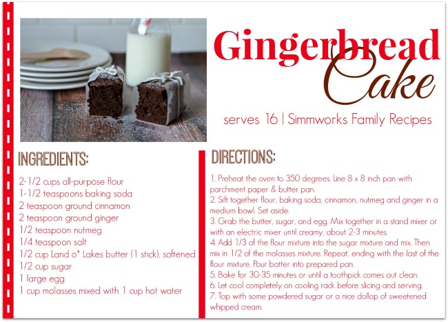 Gingerbread Cake Recipe Card with border resized