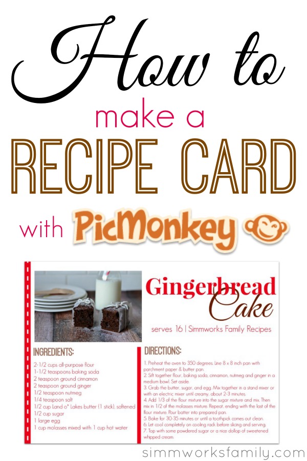 how to make a recipe card with picmonkey pinterest
