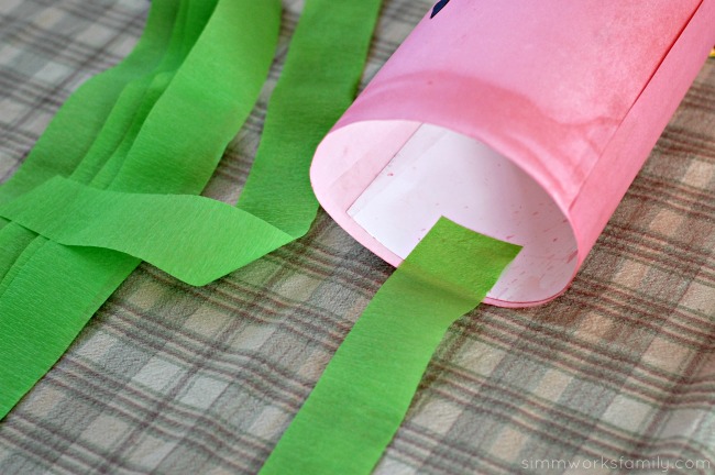 DIY Fruit Juice Dyed Watermelon Windsock attach crepe paper