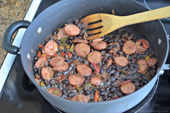 Black Beans and Rice with Sausage - cooked in 30 minutes!