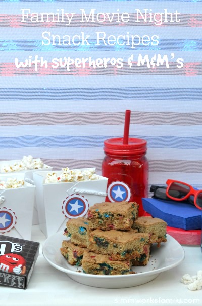 Family Movie Night Snack Recipes with Superheros and M&M’s treats #HeroesEatMMs  #shop