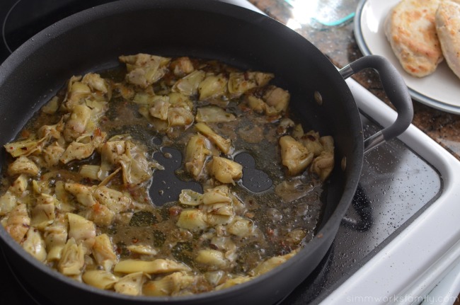 Artichoke Chicken Pasta + Pantry Staples to Save Time - reduce sauce