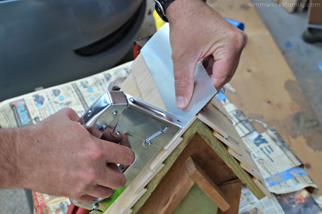 Easy DIY Birdhouses for Kids - add metal peak