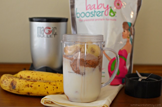 Mocha Peanut Butter Banana Shake with Baby Booster - blend in magic bullet