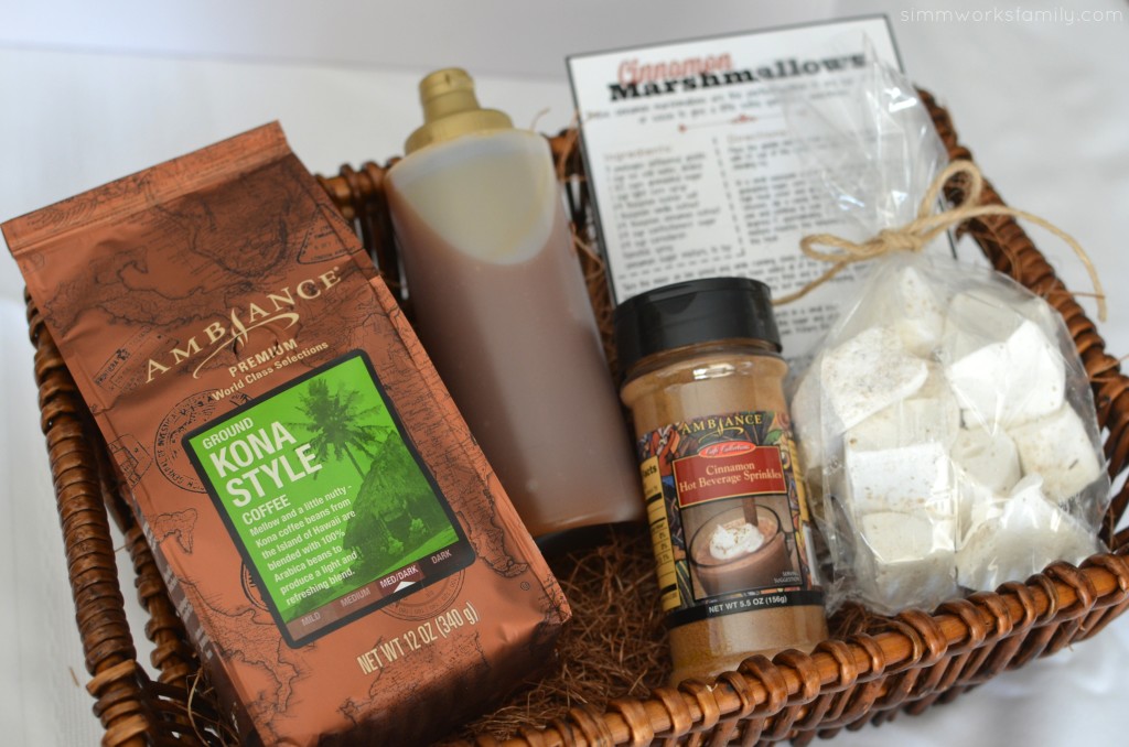 The Perfect Coffee Gift Basket including a recipe card