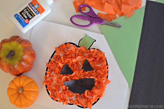 Tissue Paper Jack-O-Lantern Preschool Craft