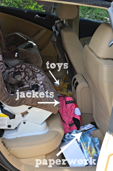 Tips to Keep Your Car Organized - decluttering the back seat #WalmartAuto