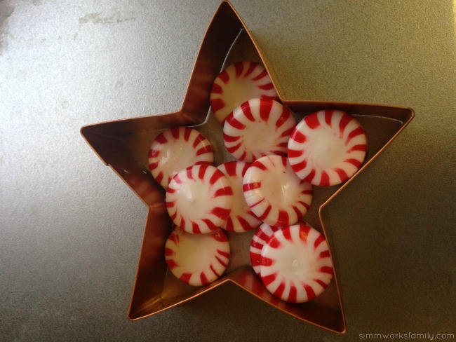 Peppermint Holiday Ornaments candies in cookie cutter
