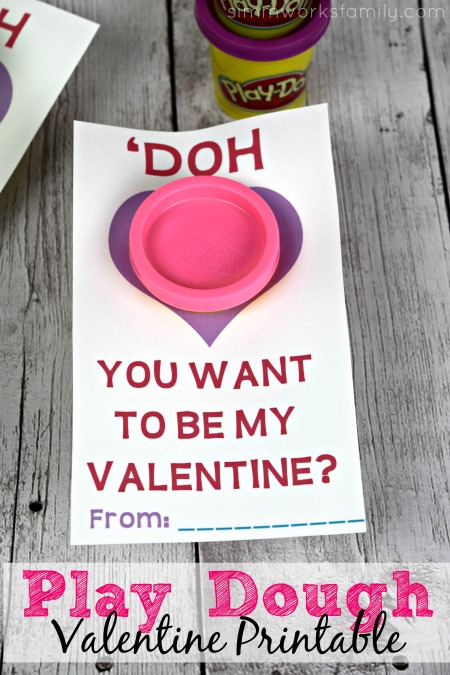 DOH You Want to be my Valentine - Play Dough Valentine Printable