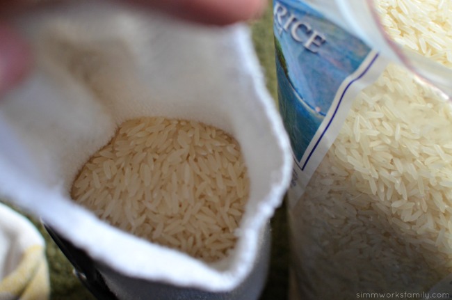 DIY Baymax Upcycled Sock Rice Pack add rice
