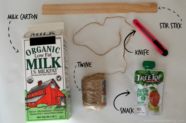 DIY Milk Carton Bird Feeder - supplies needed