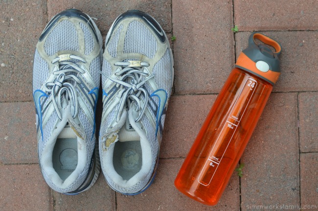 Tips for Staying Active As A Stay At Home Mom - new shoes and water