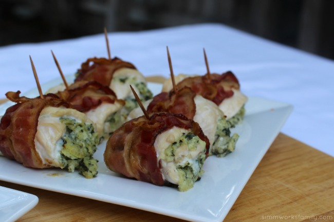 Bacon Wrapped Chicken Stuffed With Artichoke Dip