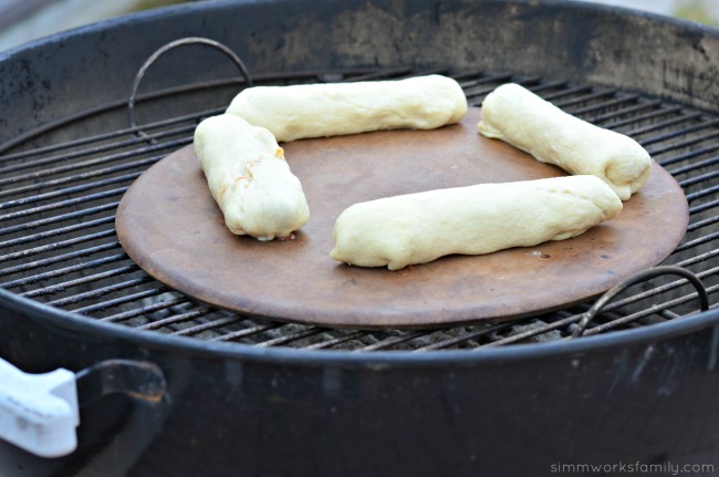 Chili Cheese Crescent Dogs baked on the grill