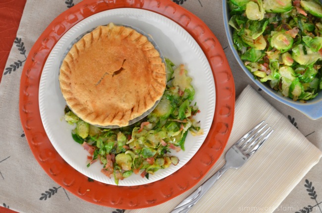 Fall Favorites Pot Pie + Brussell Sprouts with Bacon dinner