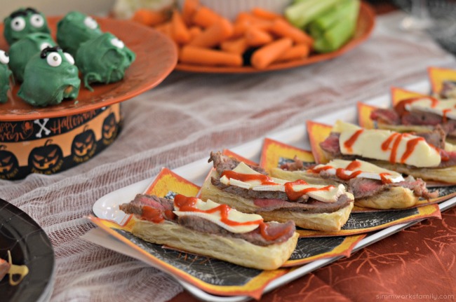 Mom's Night In Halloween Inspired Book Club bloody fingers steak & brie sandwiches