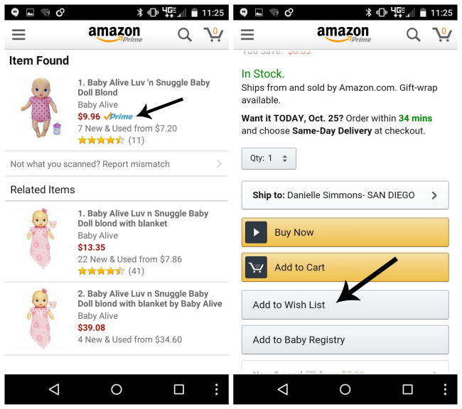 How to find a wish list on amazon app