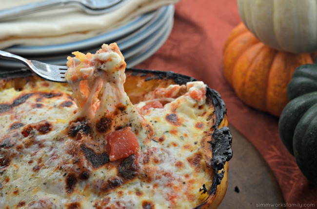 Spaghetti Squash Chicken Lasagna with cheesy goodness