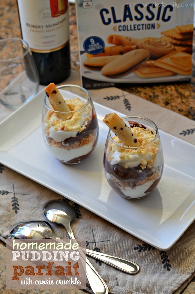 Homemade Pudding Parfait with Cookie Crumble