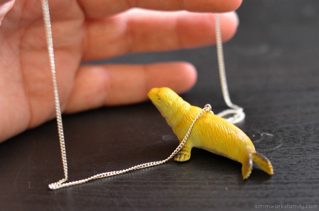Toy Animal Necklaces - necklace threaded through