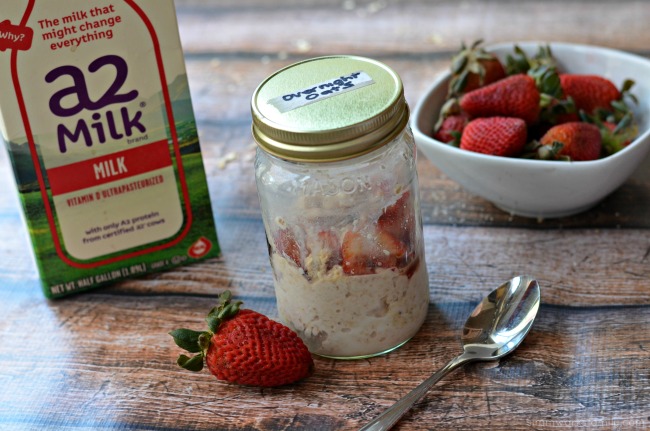 Strawberry Vanilla Overnight Oats with A2 Milk