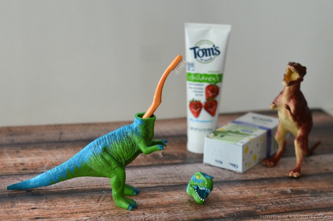 DIY Dinosaur Toothbrush - a simple upcycled project to make teeth brushing fun