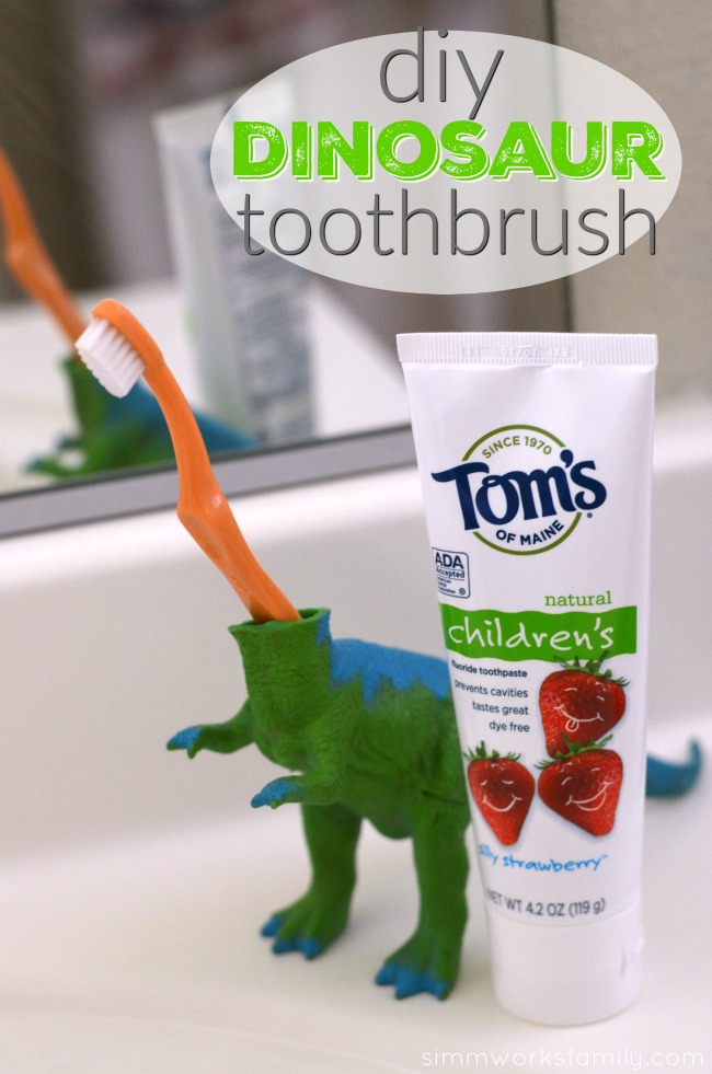 DIY Dinosaur Toothbrush - an easy way to make brushing teeth fun