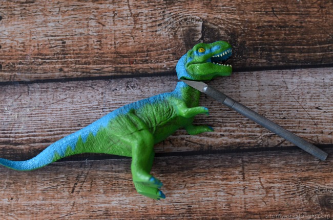 DIY Dinosaur Toothbrush - cut off dinosaur's head