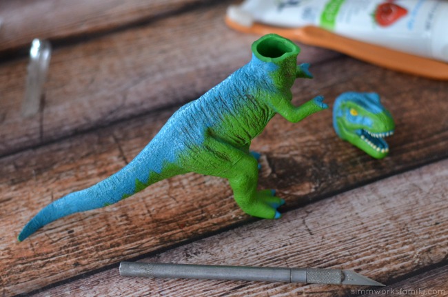 DIY Dinosaur Toothbrush - even out cut