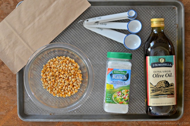 Homemade Microwavable Ranch Popcorn in a Bag ingredients