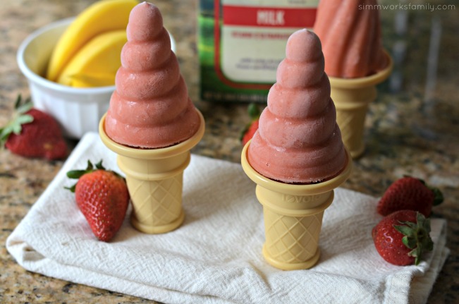 Strawberry Mango Cream Pops with fresh strawberries and mangos