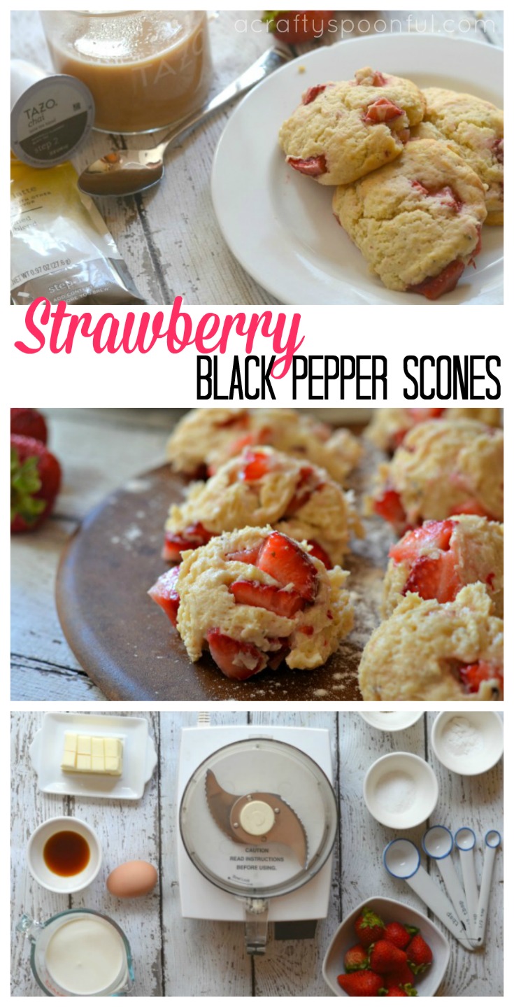 These strawberry black pepper scones are the perfect treat to nibble on while you enjoy your chai latte and read the Sunday paper. AD
