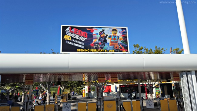 The LEGO Movie 4D A New Adventure at Legoland CA sign at entrance