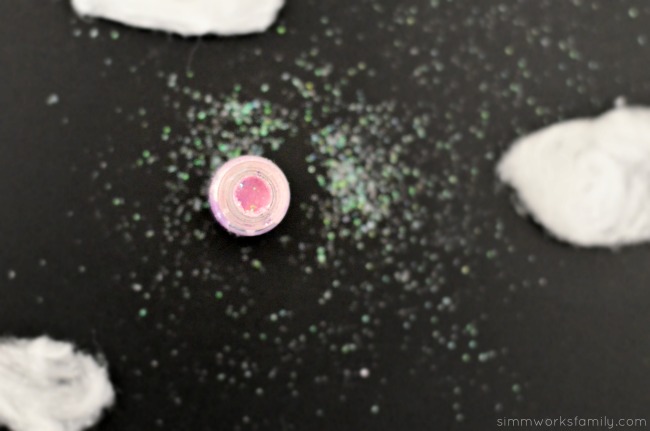 DIY Nebula in a Jar Necklace add glitter