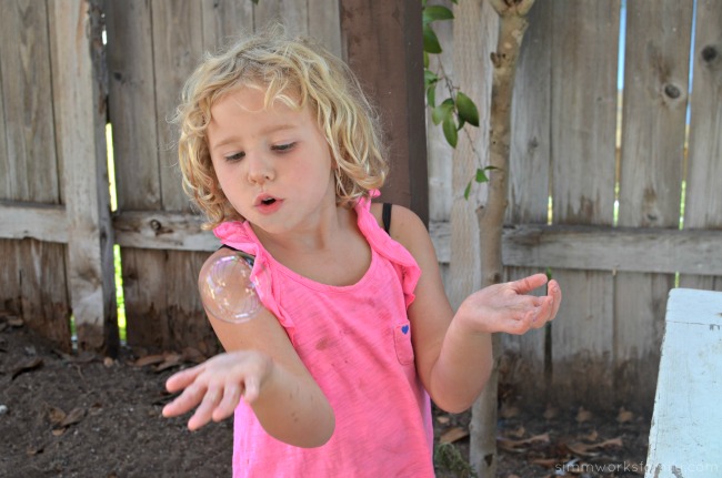 2-Ingredient Homemade Bubble Solution - playing with bubbles