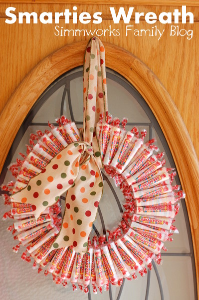 smarties candy halloween wreath wreaths diy crafts acraftyspoonful holiday spoonful crafty edible cute visit